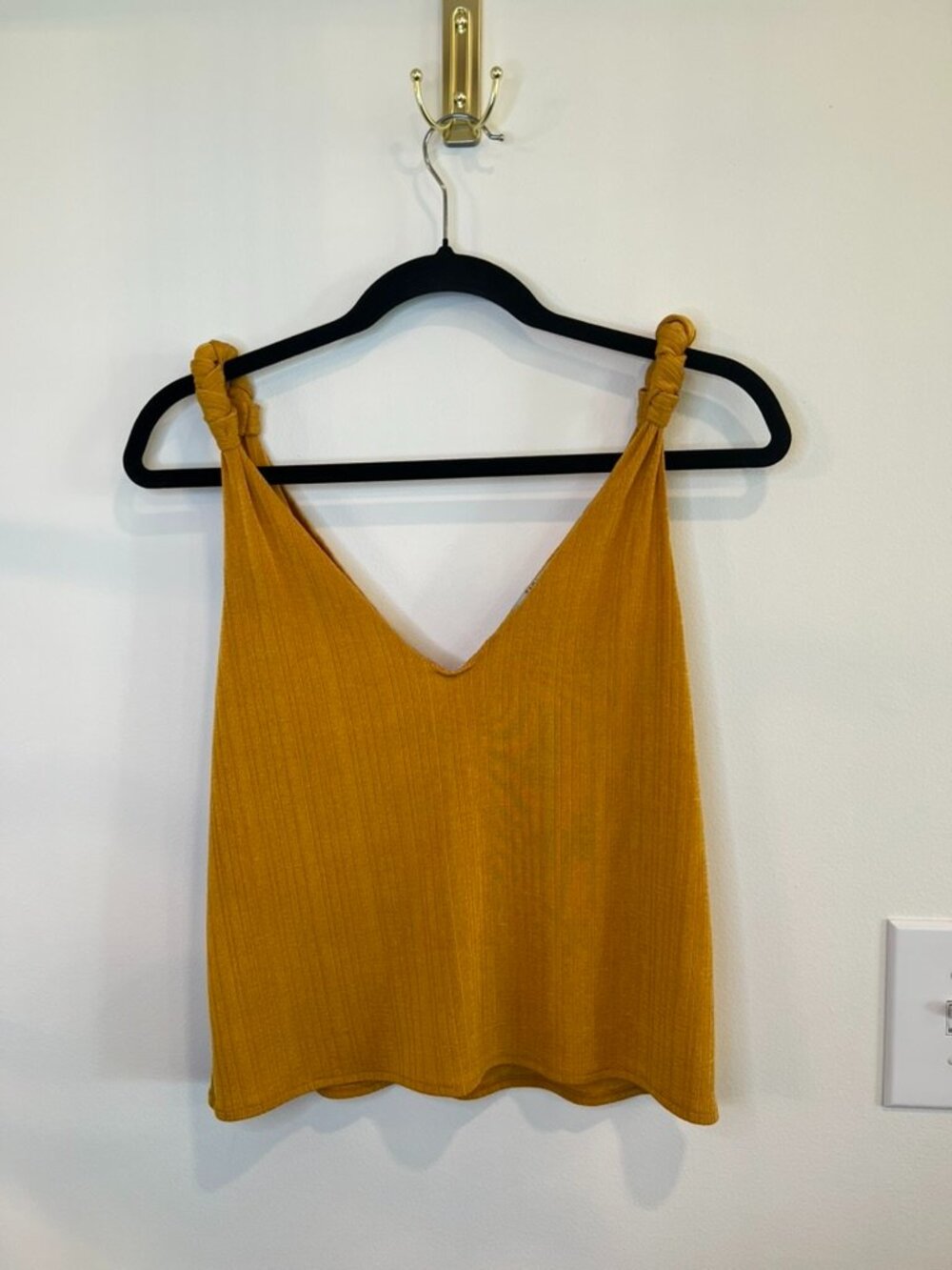 Zara Mustard Yellow Knot-Strap Tank Top